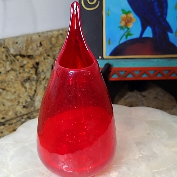 Blenko Red Ruby Teardrop Set - Picture 3 of 5